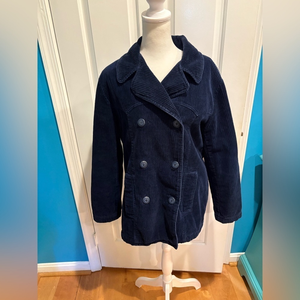 Vintage Y2K Anchor Blue corduroy  double breasted jacket size M petite MP